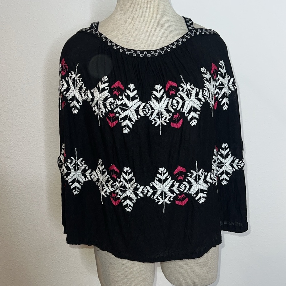 Free People Embroidered Cold Shoulder Crop Top